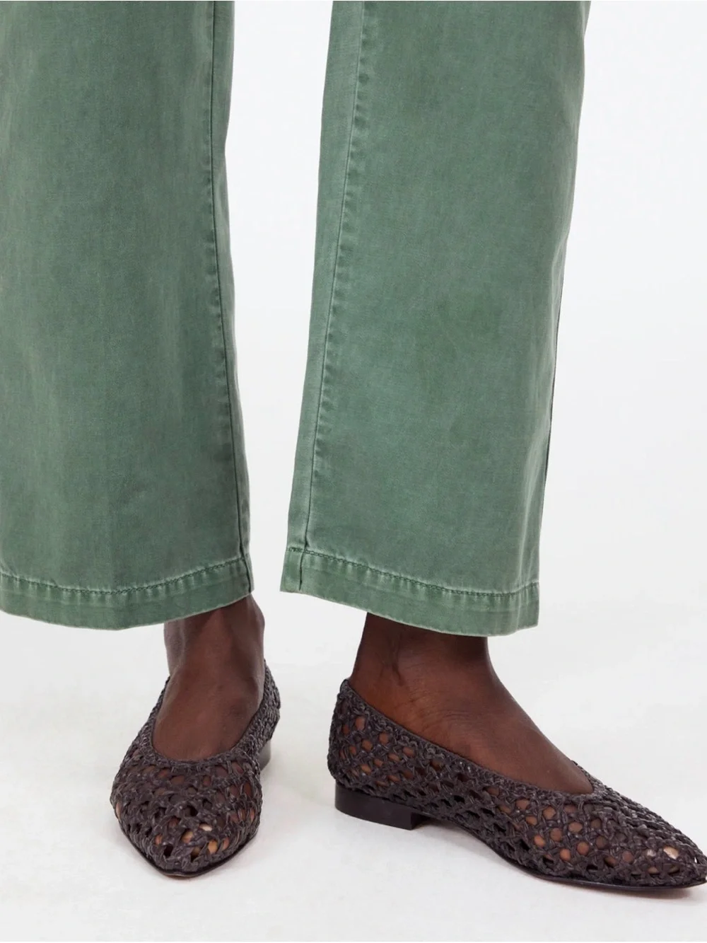 Madewell The Ruth Ballet Flat in Woven Leather Dark Carob Brown Sz 8 $138 BNIB